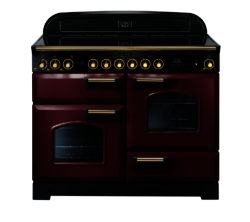 RANGEMASTER  Classic Deluxe 110 Electric Ceramic Range Cooker - Cranberry & Brass